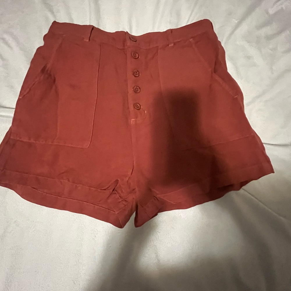 Bella Dahl Rust High Waist linen blend Shorts size M